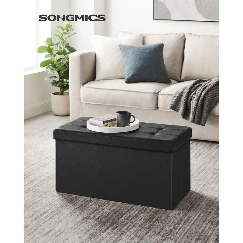 SONGMICS Folding Storage Ottoman Bench Ottoman with Storage Hold up to 660lbs for Living Room, 2 of 8