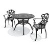 3-Piece Cast Aluminum Outdoor Dining Set with Beige Cushions, Round Table & Ergonomic Chairs - for Patio, Backyard - 3 of 4