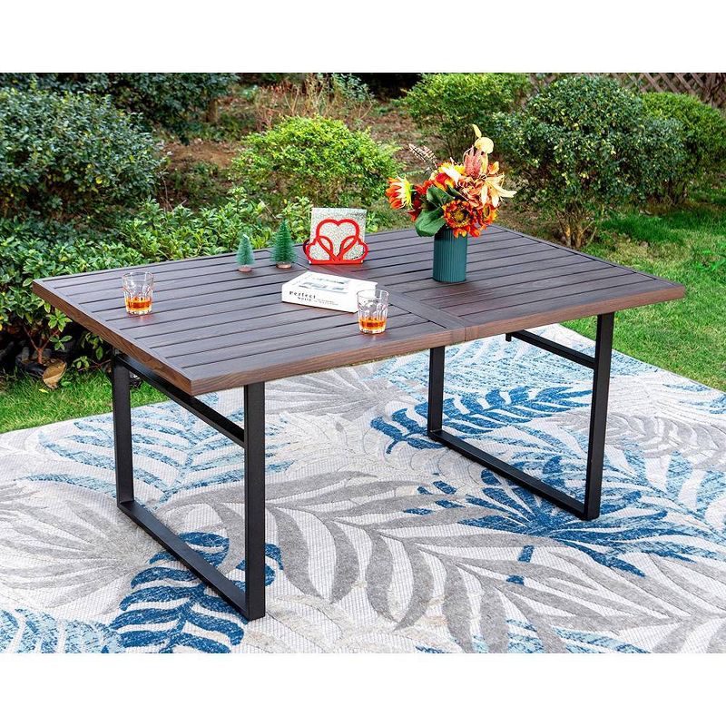 7pc Patio Dining Set with Faux Wood Rectangular Table with Umbrella Hole &#38; Folding Reclining Chairs - Captiva Designs, 3 of 12