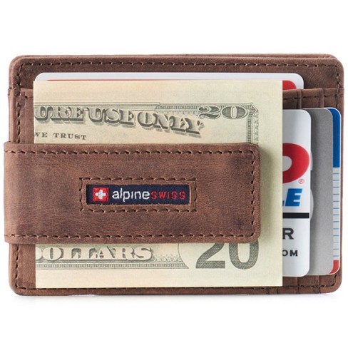 Alpine Swiss Dermot Mens RFID Safe Money Clip Minimalist Wallet Smooth  Leather Comes in Gift Box
