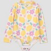 Carter's Just One You&#174 Toddler Girls' Long Sleeve Lemon Printed Rash Guard One Piece Swimsuit - Yellow - 3 of 4