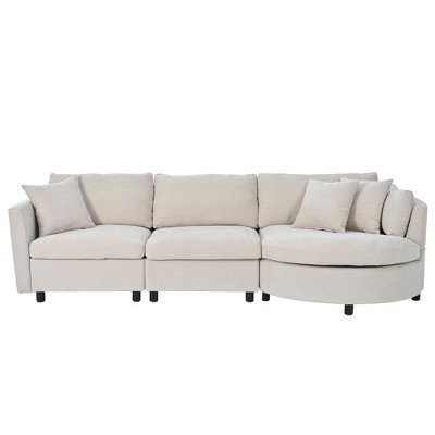NicBex Modern 111.4" Sectional Sofa Modular Curved Sofa Couch with 3 Pillows for Living Room Apartment