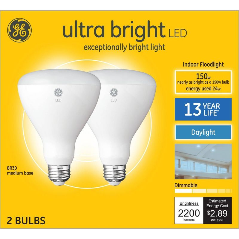 GE 2pk 150W BT30 Ultra Bright LED Daylight, 5 of 11