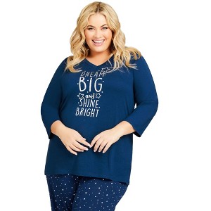 Avenue Women's Plus Size 3/4 Sleeve Dream Big Sleep Top - 1 of 4