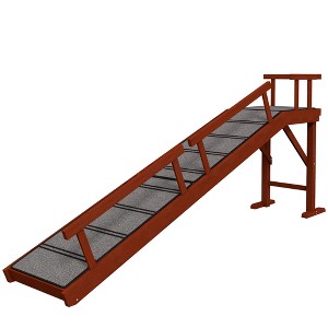 Wooden Dog Ramp with Removable Guardrails, Non-Slip Surface - 1 of 4
