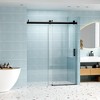 Zevemomo 56"-60"Wx76"H Frameless Shower Door,Sliding with 1/4" (6mm) Clear Tempered Glass,Silent Soft-Close Shatterproof,Reversible Installation,Black - 2 of 4