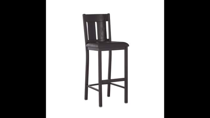 Edwina Faux Leather Seat with Slat Back Barstool Black - Linon, 2 of 10, play video