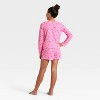 Girls' 2pc Long Sleeve Christmas Waffle Knit Pajama Set - Cat & Jack™ Pink - 2 of 4
