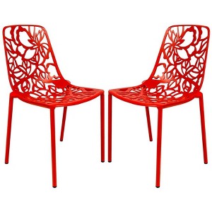 LeisureMod Devon Modern Aluminum Outdoor Stackable Dining Chair Set of 2 - 1 of 4