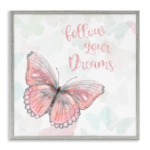 Stupell Industries Follow Your Dreams Pink Butterfly, 24" x 24" - 1 of 4