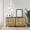 TIRAMISUBEST Black Rattan 3-Drawer Cabinet - Storage Dresser for Bedroom, Living Room & Entryway, Woven Natural Accents - 3 of 4