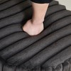 Grungis 22.05"W Round Faux Fur Ottoman with Black Metal Legs, Ottoman with Upholstered Footrest for Living Room, Bedroom & Entryway, Charcoal - 4 of 4