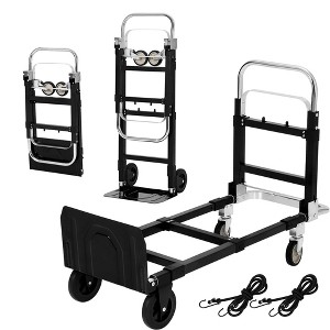 Folding Hand Cart with Wheels, Elastic Straps,2 in 1 Convertible Hand Truck Dolly,Convertible Hand Truck for Home, Warehouse, Supermarket,Office - 1 of 4