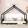MAYEERTY Full Size Metal House Bed, Kids Bedroom, White - 2 of 4
