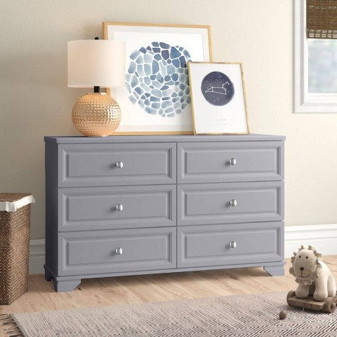 6 Drawer Double Dresser Gray, Target Gray Wood Dresser