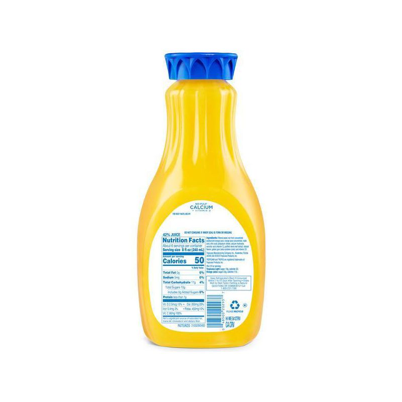 Tropicana Trop50 Calcium + Vitamin D No Pulp Orange Juice - 52 fl oz, 2 of 4