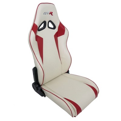 GTR Simulator S105LBLWHT Adjustable Ergonomic Gaming Chair with Lumbar Support & Easy Clean Fabric, for The GTA Racing Simulation Frame, White & Red