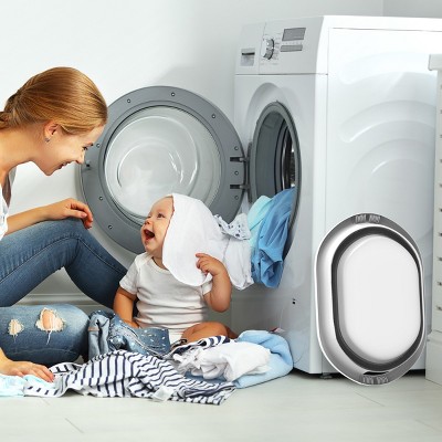 Gray Collapsible Plastic Multiuse Laundry Basket with Comfort Grip