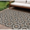 Charcoal Silver And Copper Floral Medallion Washable Indoor Outdoor Area Rug - 2 of 4
