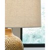 Signature Design by Ashley (Set of 2) Jairgan Table Lamps Brown/Beige: Contemporary Geometric Drum Shade, 3-Way Switch - 3 of 4