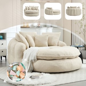 Sapphtopaz Modern Bean Bag Chair for Adults Chenille Sofa with 5 Pillows Comfy Cloud Couch with Wrap Around Backrest for Living Room, Bedroom - 1 of 4