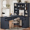 L-Shaped Computer Desk with Drawers and Shelves, Storage Workstation for Home Office, 65"L x 51.6"W -Cuddlewood - 2 of 4