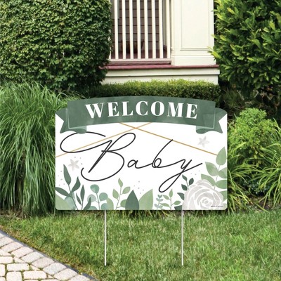 Big Dot of Happiness Boho Botanical Baby - Greenery Baby Shower Yard Sign Lawn Decorations - Welcome Baby Party Yardy Sign