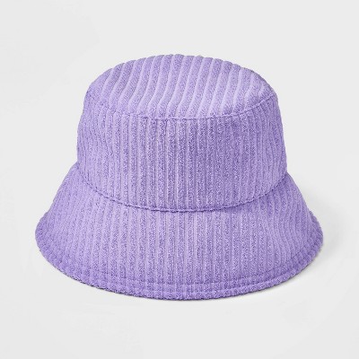 Terry Cloth Floppy Brim Bucket Hat in Purple – stylinPOP