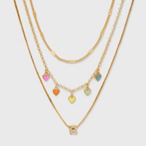 Girls' Multi Hearts Initial Necklace Set - art class™ - 1 of 3