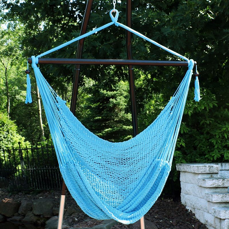 Sunnydaze Caribbean Style Extra Large Hanging Rope Hammock Chair Swing for Backyard and Patio, 3 of 10