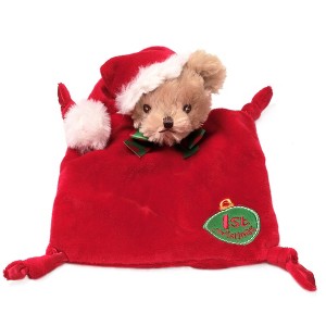 Bearington Baby Wee 8 x 7 Inch Small Teddy Bear Holiday Stuffed Animal, First Christmas Baby Blanket, Santa Security Blanket - 1 of 4