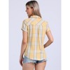 INSPIRE CHIC Women's Classic Short Sleeve Button Down Plaid Shirt - 4 of 4