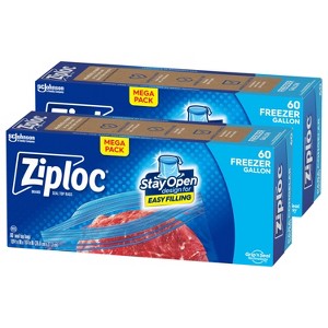 Ziploc Freezer Gallon Bags with Stand-Up Bottom - 120ct - 1 of 4