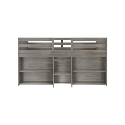 Driftwood Twin Loft Bed with Pine Wood Frame and Bookcases