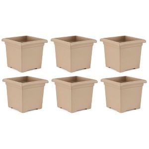 HC Companies 13.25 x 15.5 Inch Indoor/Outdoor Square Accent Planter for Flowers, Vegetables, and Succulents, Sandstone Tan (6 Pack) - 1 of 4