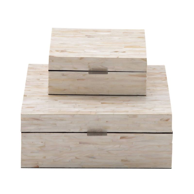Set of 2 Wooden Boxes with Pattern - Olivia & May, 1 of 11
