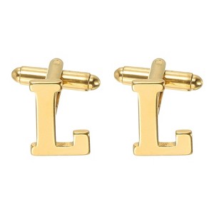 Unique Bargains Men Weddings Gift Classic Alphabet Cuff Links with Box 2 Pcs - 1 of 3