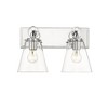 Harper 2-Light Vanity Bath Light - Dimmable Steel Fixture with Clear Glass Shades - 3 of 4