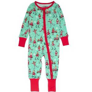 RuffleButts SoftSnooze Gender Inclusive Holiday Convertible One Piece Pajamas - 1 of 2