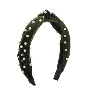 Unique Bargains Women's Velvet Pearl Knot Hairband 1 Pc - 1 of 4