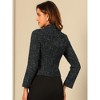 INSPIRE CHIC Women's Plaid Tweed Long Sleeve Button Down Work Office Short Jacket - 4 of 4