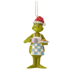 Jim Shore 5.25 In Grinch In Apron W/Cookies Cocoa Ornament Dr. Seuss Tree Ornaments - 1 of 3