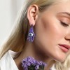 SOHI Women's Amerthyst Purple The Hamsa Drop Earrings - 3 of 4