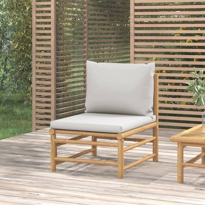 VidaXL Patio Middle Sofa with Light Gray Cushions Bamboo