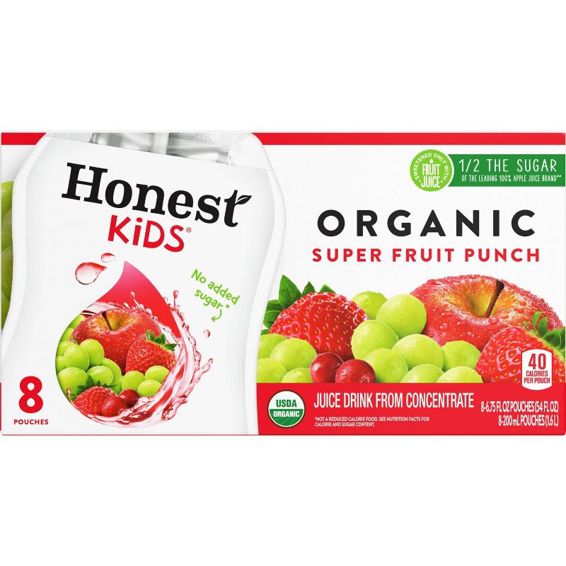 Honest Kids Super Fruit Punch Organic Juice Drinks - 8pk/6.75 fl oz Pouches, 3 of 12