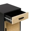 Finnhomy Tall Nightstands Set of 2, Night Stand,Hand Made Rattan Decorated Doors, Nightstands with Storage for Bedroom, 2 Pack - 4 of 4