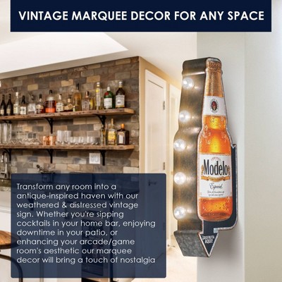 American Art Decor Metal LED Modelo Especial Marquee Sign: Vintage-Inspired, Double-Sided, Battery-Powered