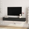 HDZNVF Floating TV Stand Wall Mounted, Floating TV Cabinet Entertainment Center for 55 60 65 Inch TV,Black - 3 of 4