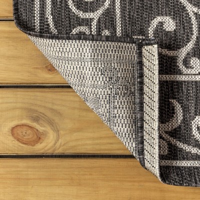 Charleston Black and Gray Filigree 9' x 12' Indoor/Outdoor Area Rug