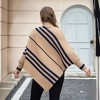 BLUEMING Women's Asymmetry Striped Cape Knit Sweater Top - Relaxed Batwing Sleeve Mock Neck Pullover - 4 of 4